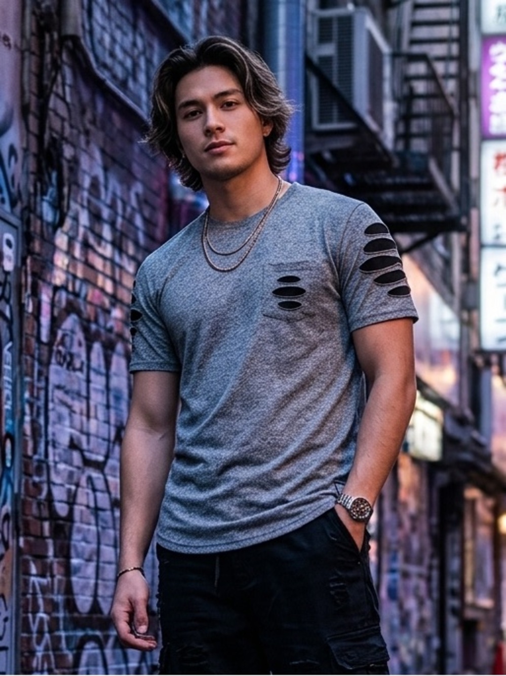 Southpole 3XL Distressed Gray Knit Short Sleeve T-Shirt